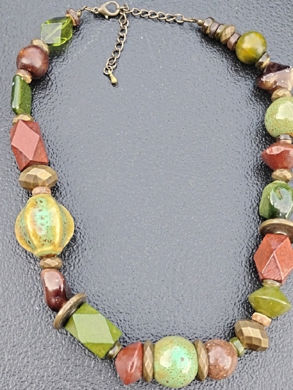 Green and Brown Beaded Women's Necklace